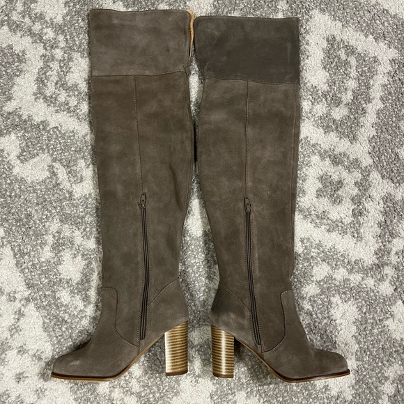 Seychelles Thigh Tall High Suede Leather Boots Block Heels. Size 5. - Picture 11 of 13